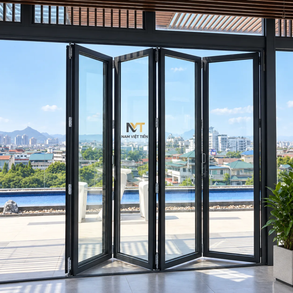 Cửa xếp trượt nhôm Xingfa mặt tiền Cửa xếp trượt nhôm Xingfa lắp mặt tiền