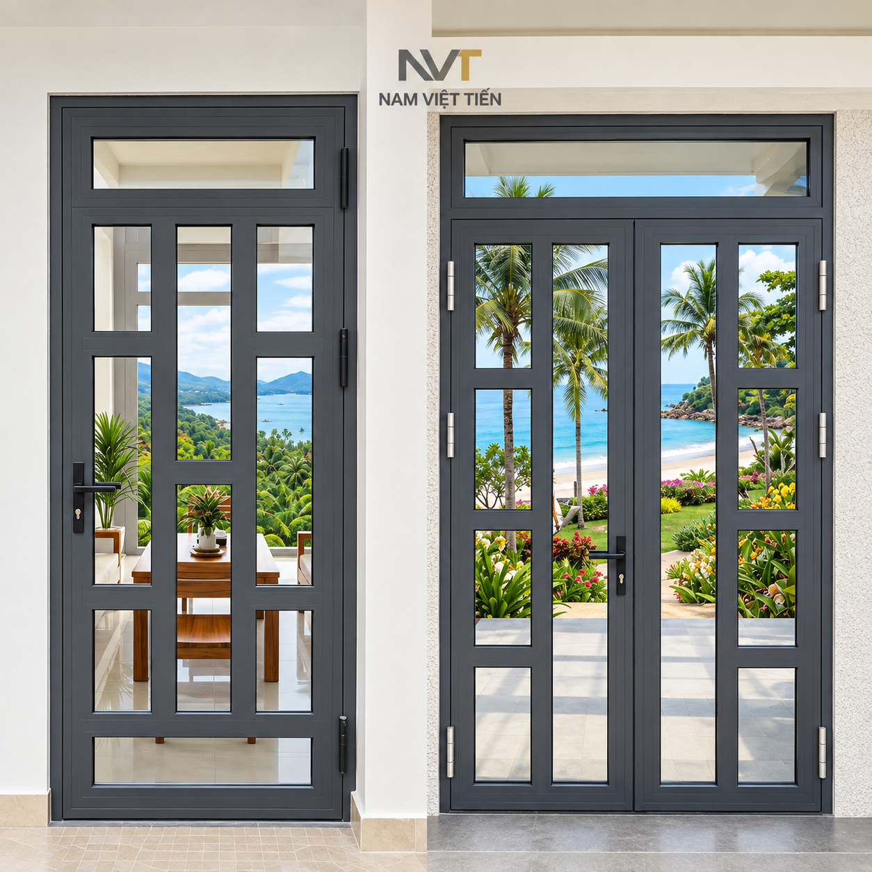Mẫu cửa đi nhôm Xingfa 2 cánh