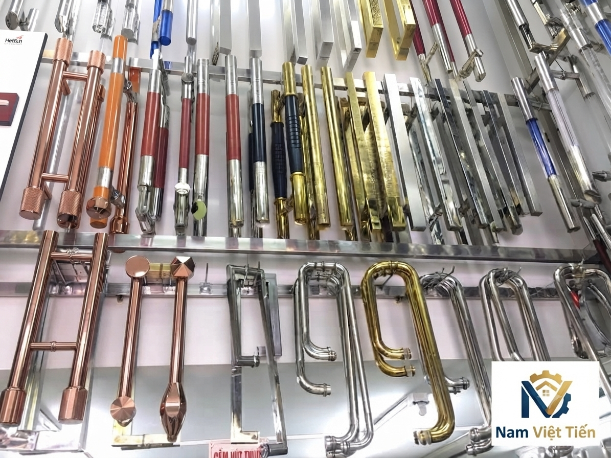 Tay nắm cửa kính cường lực mới lắp