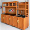 Tủ bếp nhôm kính di động vân gỗ có chậu rửa