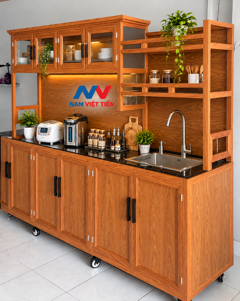 Tủ Bếp Nhôm Kính Di Động Tủ Bếp Nhôm Kính Di Động