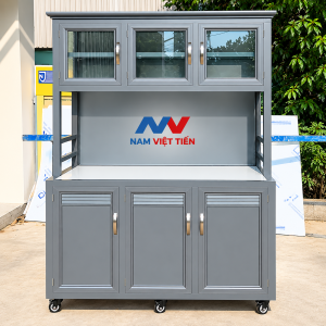 Tủ chén nhôm kính đa năng nhiều khoang chứa
