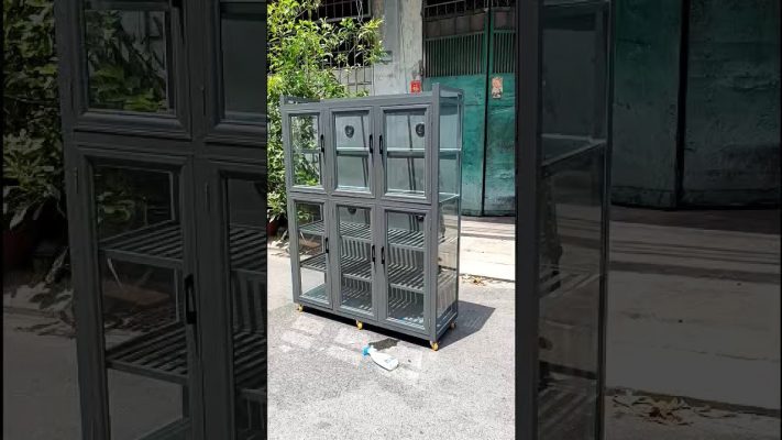 Tủ chén nhôm kính Xingfa đẹp, bền: sản xuất theo kích thước yêu cầu (video)